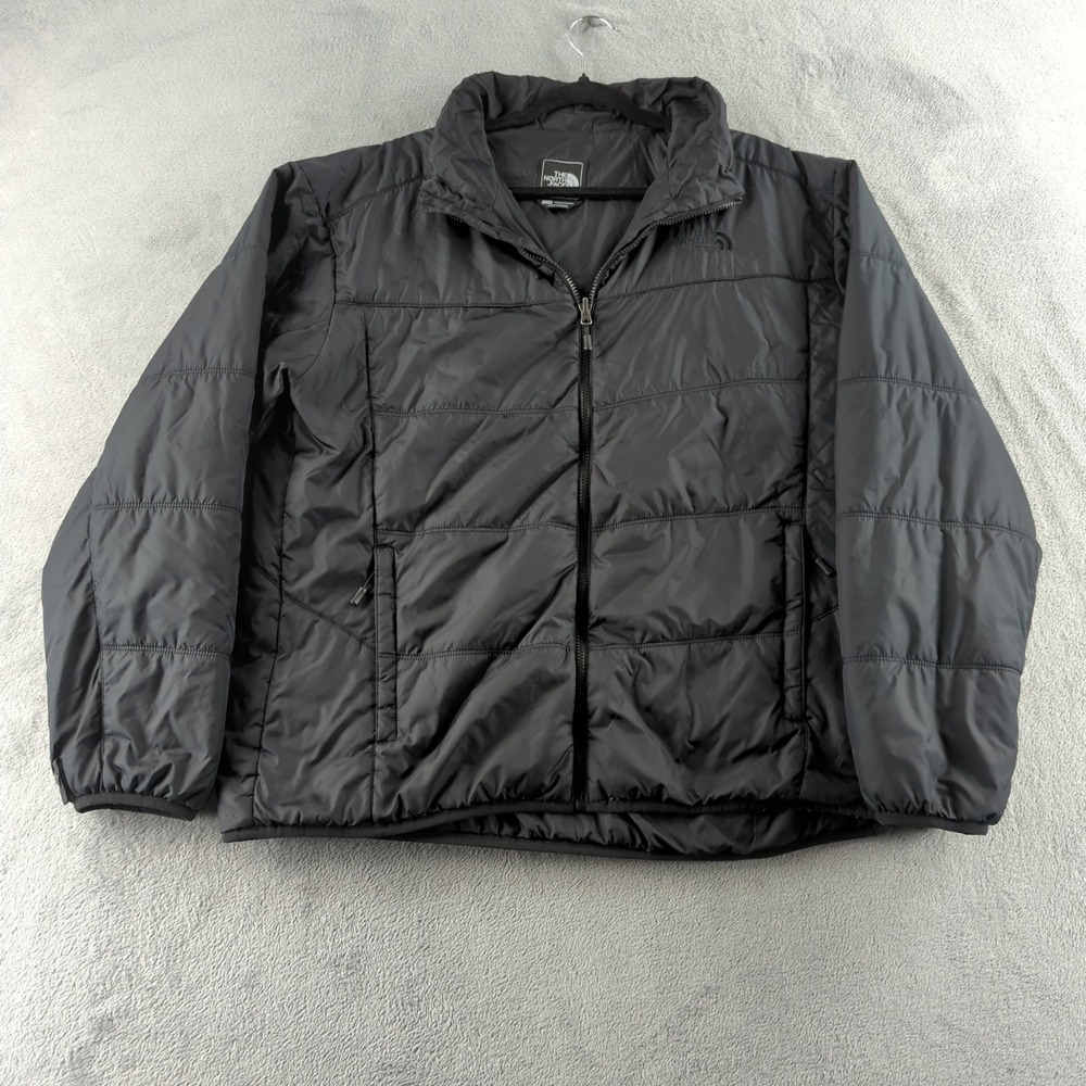 The North Face Puffer Jacket Mens XL Black Insulated Full Zip Coat Outdoor Logo